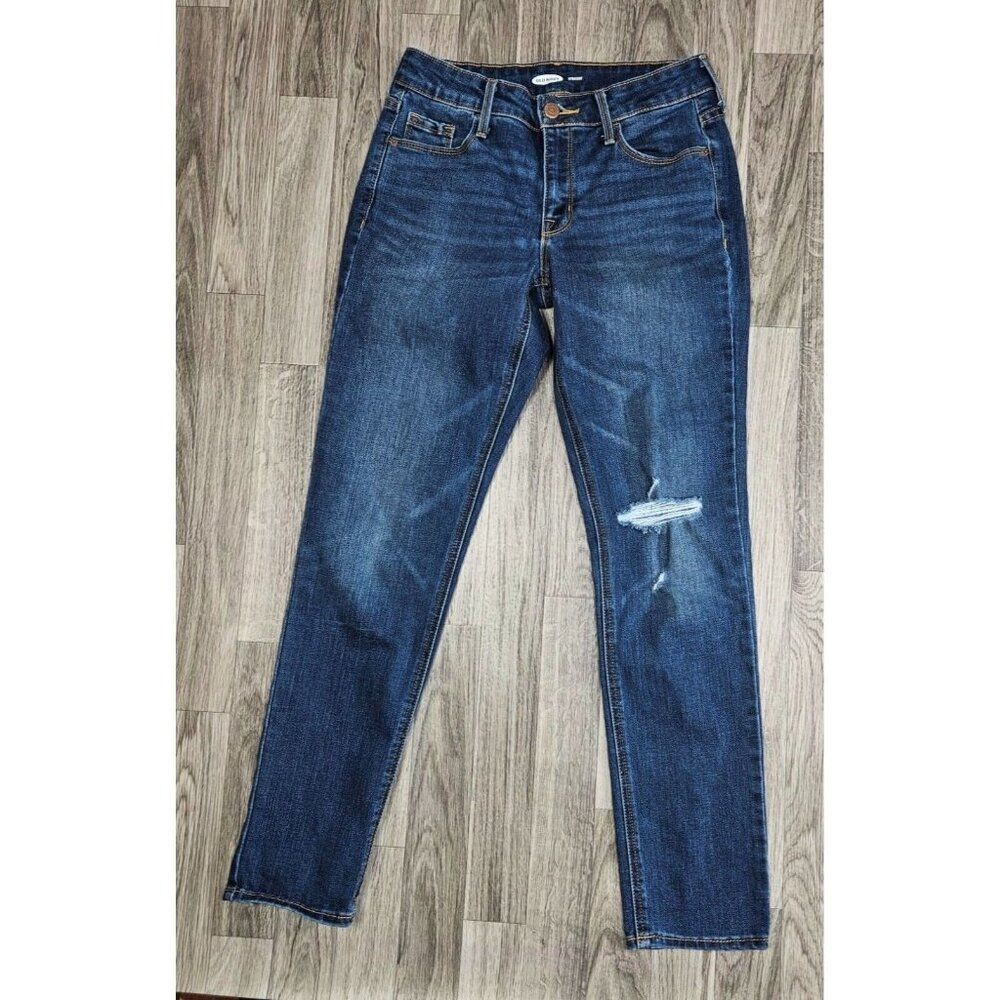 (3/$35) Old Navy Size 4 Short Straight Distressed Whiskered Denim Blue Jeans
